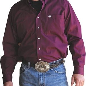 Cinch Men's Button-Down Shirt - Burgundy